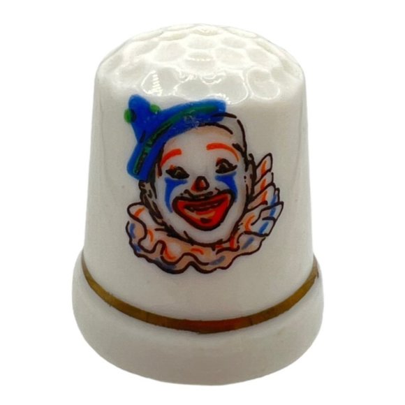 Clown Thimble Bone China Porcelain Lot of 6 Vintage - Picture 9 of 10